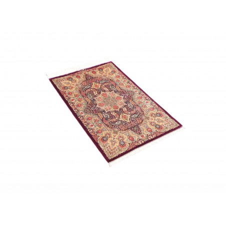 Tappeto Ghom seta Persia beige grigio 61x94
