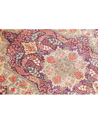 Tappeto Ghom seta Persia beige grigio 61x94