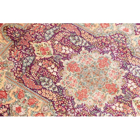 Tappeto Ghom seta Persia beige grigio 61x94