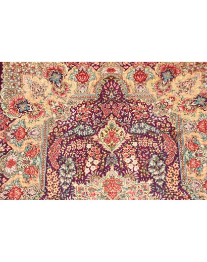 Tappeto Ghom seta Persia beige grigio 61x94