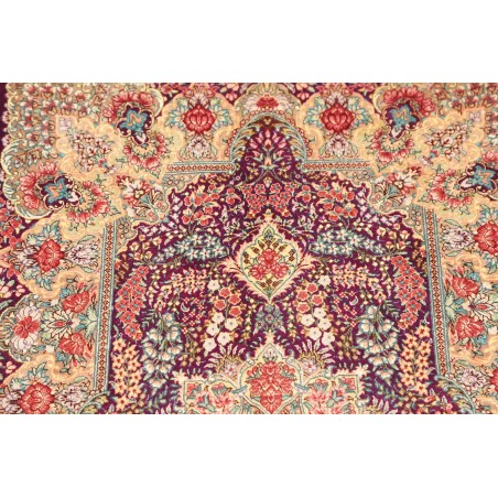 Tappeto Ghom seta Persia beige grigio 61x94