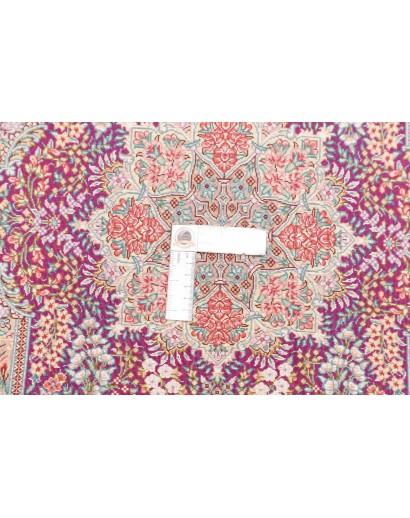 Tappeto Ghom seta Persia beige grigio 61x94