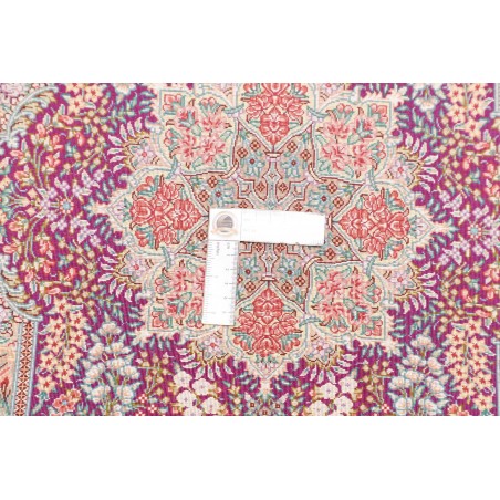 Tappeto Ghom seta Persia beige grigio 61x94