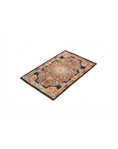 Tappeto Ghom seta Persia marrone grigio 58x89