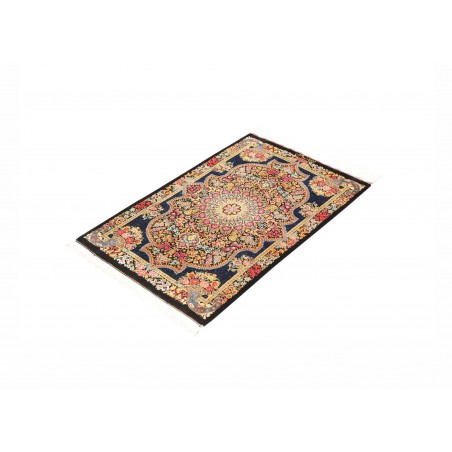 Tappeto Ghom seta Persia marrone grigio 58x89
