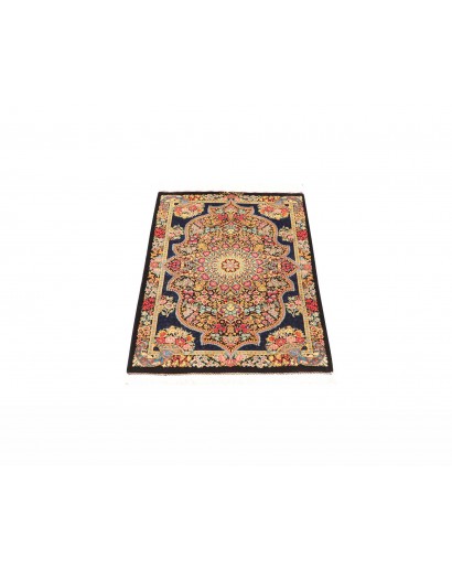 Tappeto Ghom seta Persia marrone grigio 58x89
