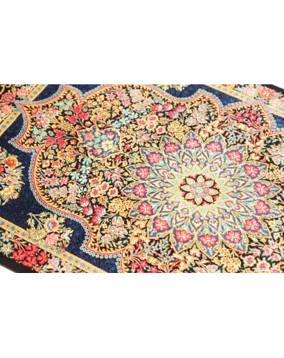 Tappeto Ghom seta Persia marrone grigio 58x89