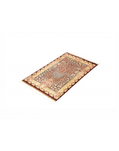 Tappeto Ghom seta Persia marrone grigio 60x92