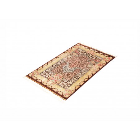 Tappeto Ghom seta Persia marrone grigio 60x92