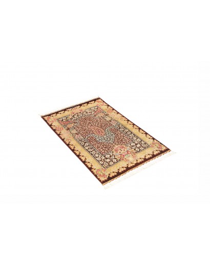 Tappeto Ghom seta Persia marrone grigio 60x92