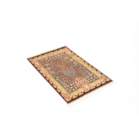 Tappeto Ghom seta Persia marrone grigio 60x92