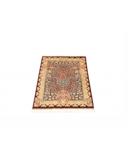 Tappeto Ghom seta Persia marrone grigio 60x92