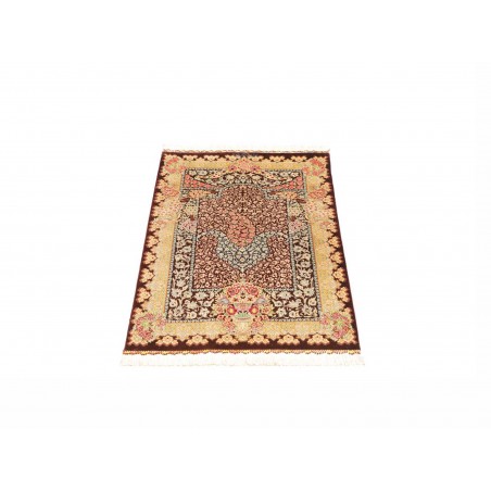 Tappeto Ghom seta Persia marrone grigio 60x92