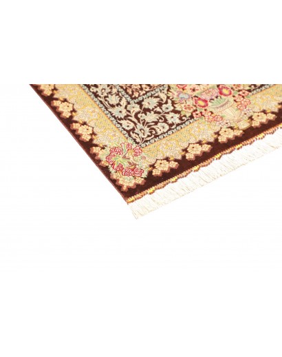 Tappeto Ghom seta Persia marrone grigio 60x92