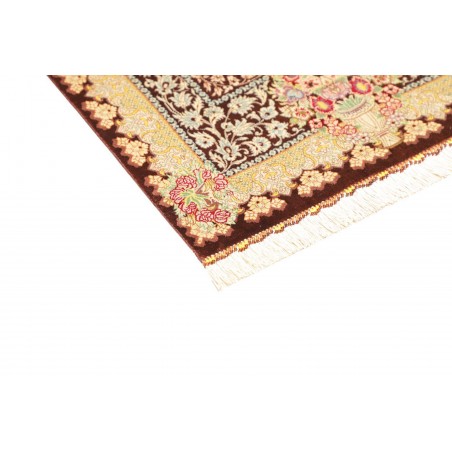 Tappeto Ghom seta Persia marrone grigio 60x92