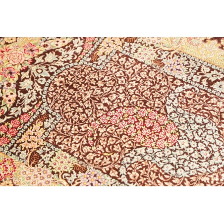 Tappeto Ghom seta Persia marrone grigio 60x92