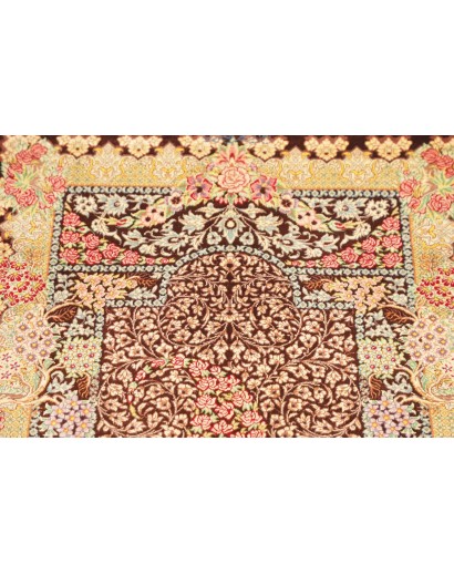 Tappeto Ghom seta Persia marrone grigio 60x92