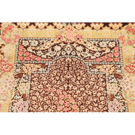 Tappeto Ghom seta Persia marrone grigio 60x92