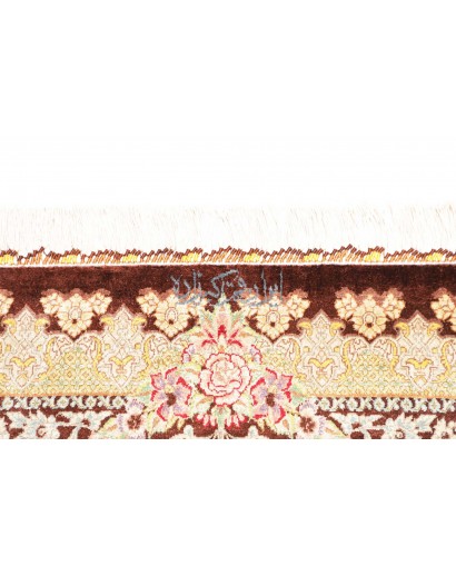 Tappeto Ghom seta Persia marrone grigio 60x92