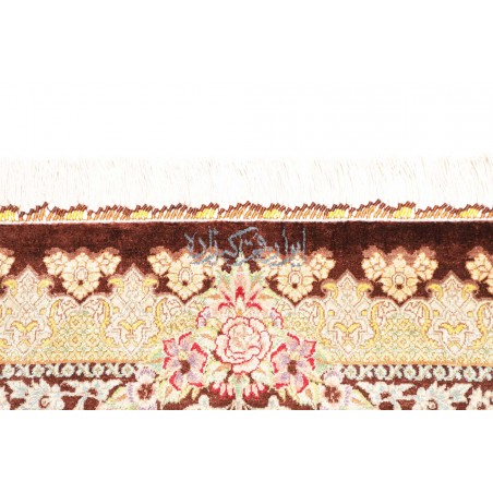 Tappeto Ghom seta Persia marrone grigio 60x92