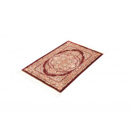 Tappeto Ghom seta Persia giallo marrone 61x91
