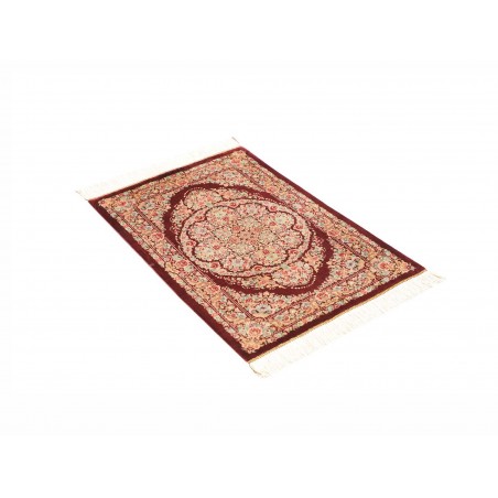 Tappeto Ghom seta Persia giallo marrone 61x91
