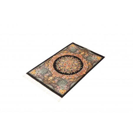 Tappeto Ghom seta Persia marrone blu 59x93