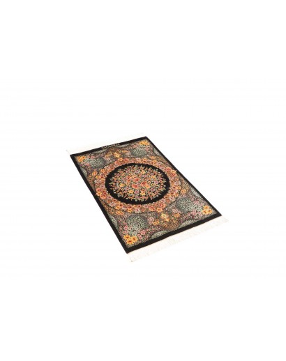 Tappeto Ghom seta Persia marrone blu 59x93