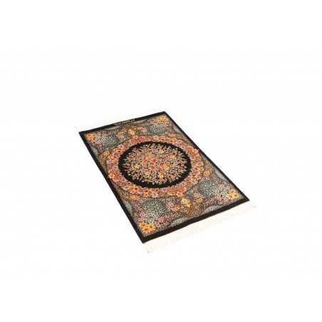 Tappeto Ghom seta Persia marrone blu 59x93