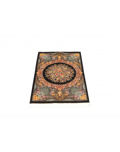 Tappeto Ghom seta Persia marrone blu 59x93