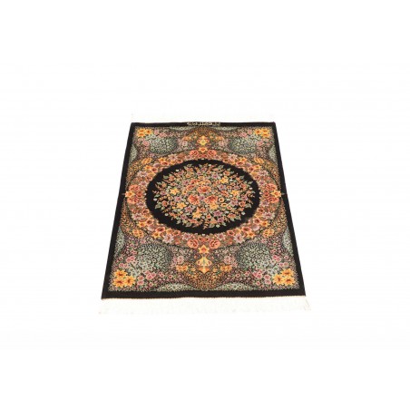 Tappeto Ghom seta Persia marrone blu 59x93