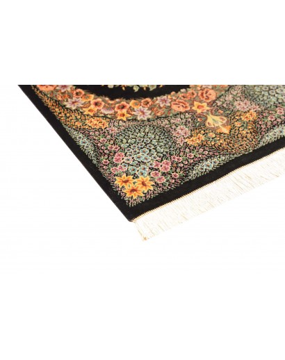 Tappeto Ghom seta Persia marrone blu 59x93