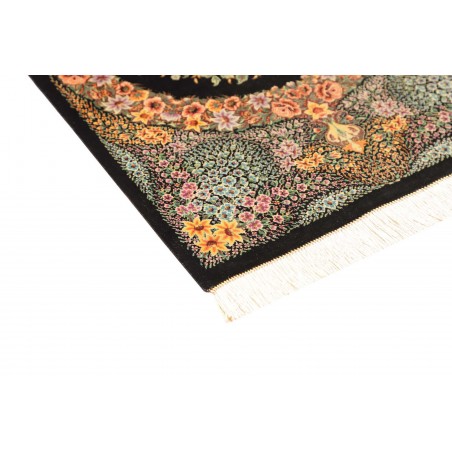 Tappeto Ghom seta Persia marrone blu 59x93