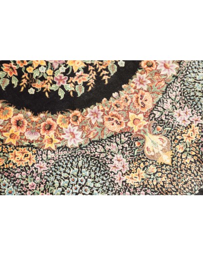 Tappeto Ghom seta Persia marrone blu 59x93