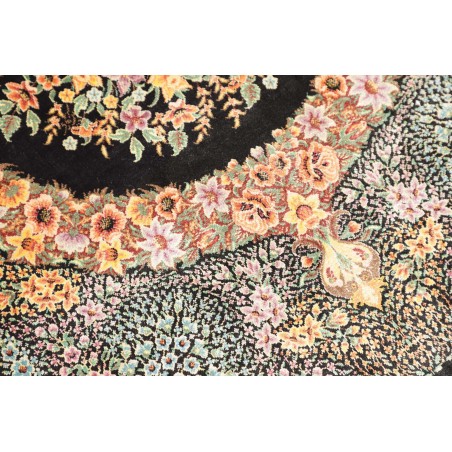 Tappeto Ghom seta Persia marrone blu 59x93