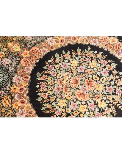 Tappeto Ghom seta Persia marrone blu 59x93