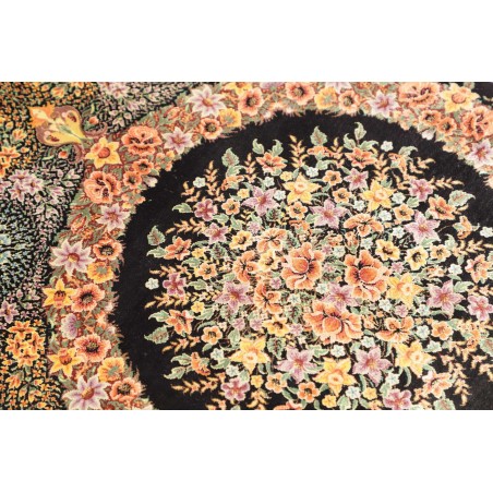 Tappeto Ghom seta Persia marrone blu 59x93