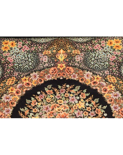 Tappeto Ghom seta Persia marrone blu 59x93