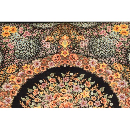 Tappeto Ghom seta Persia marrone blu 59x93