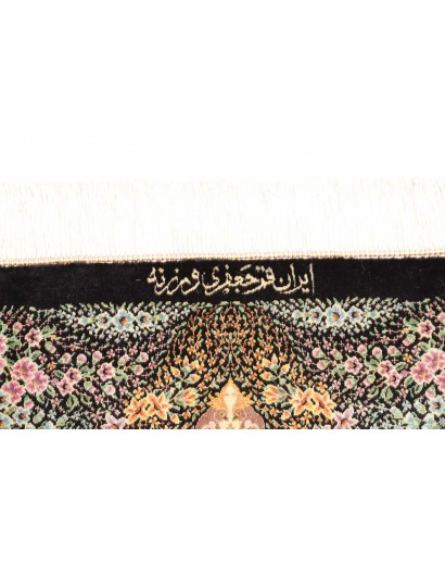 Tappeto Ghom seta Persia marrone blu 59x93