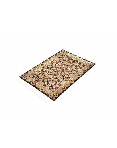 Tappeto Ghom seta Persia marrone blu 60x87