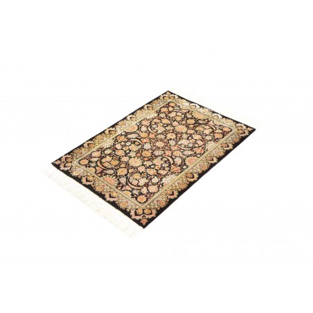 Tappeto Ghom seta Persia marrone blu 60x87