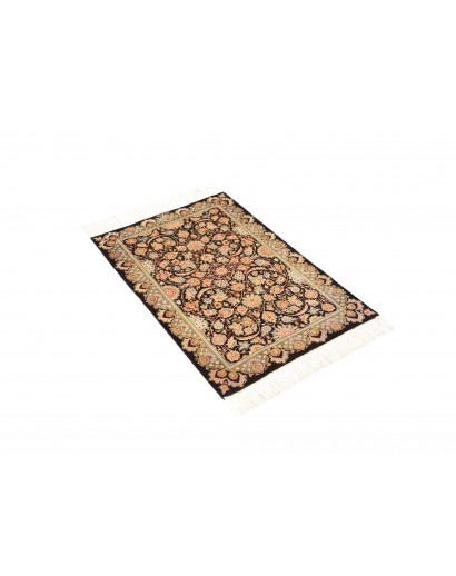 Tappeto Ghom seta Persia marrone blu 60x87