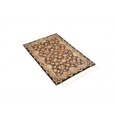 Tappeto Ghom seta Persia marrone blu 60x87