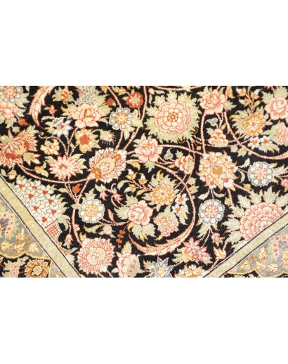 Tappeto Ghom seta Persia marrone blu 60x87