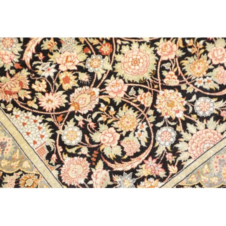Tappeto Ghom seta Persia marrone blu 60x87