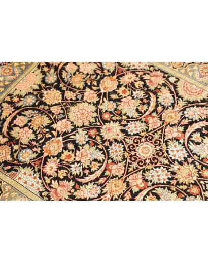 Tappeto Ghom seta Persia marrone blu 60x87