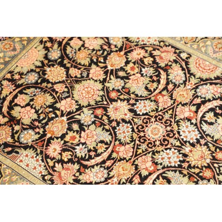 Tappeto Ghom seta Persia marrone blu 60x87