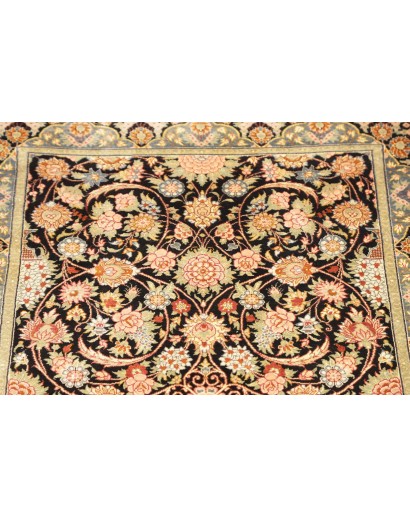 Tappeto Ghom seta Persia marrone blu 60x87