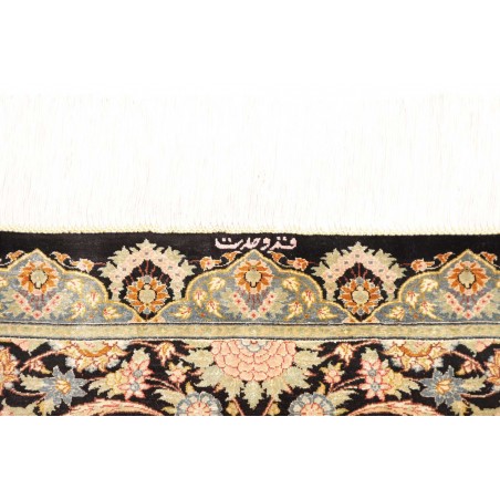 Tappeto Ghom seta Persia marrone blu 60x87
